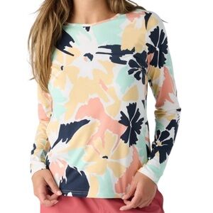 Hang Ten Women's Sun Shirt XL Long Sleeve Crew Neck Mint Navy Pink Peach Cream